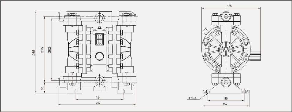 氣動(dòng)隔膜泵QBK-15塑料泵-尺寸