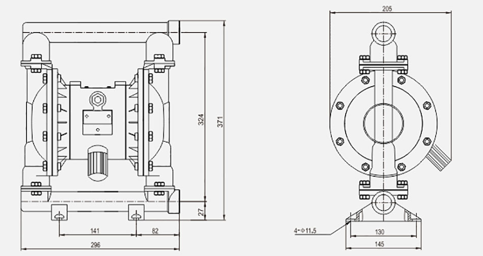氣動(dòng)隔膜泵QBK-40塑料泵-尺寸